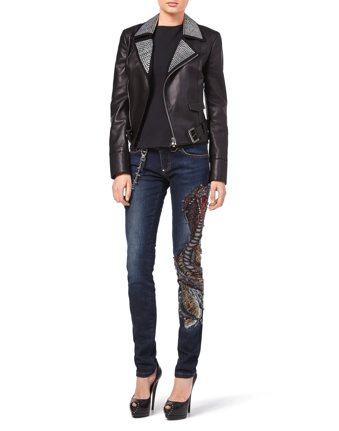 Leather Biker "Jewell", цвет: Черный