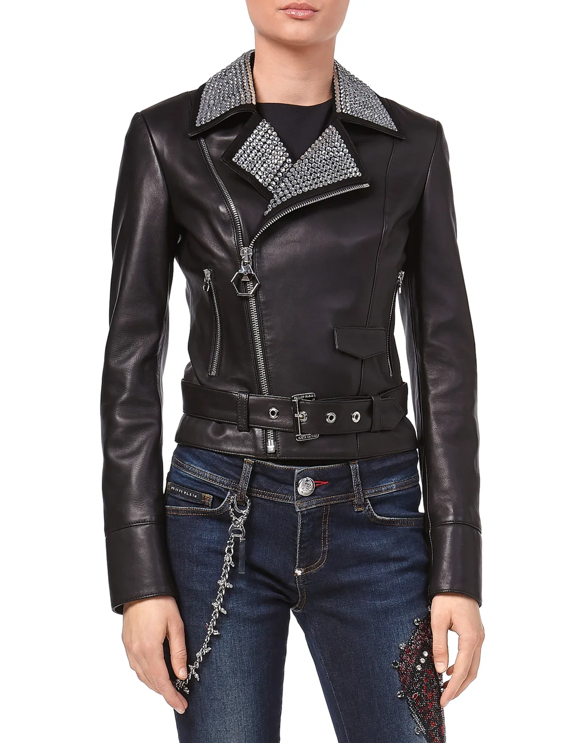 Leather Biker "Jewell", цвет: Черный