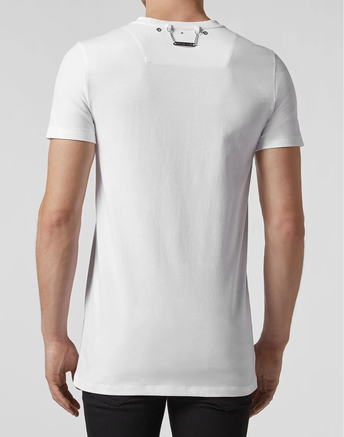 T-shirt Black Cut Round Neck Skull, цвет: Белый