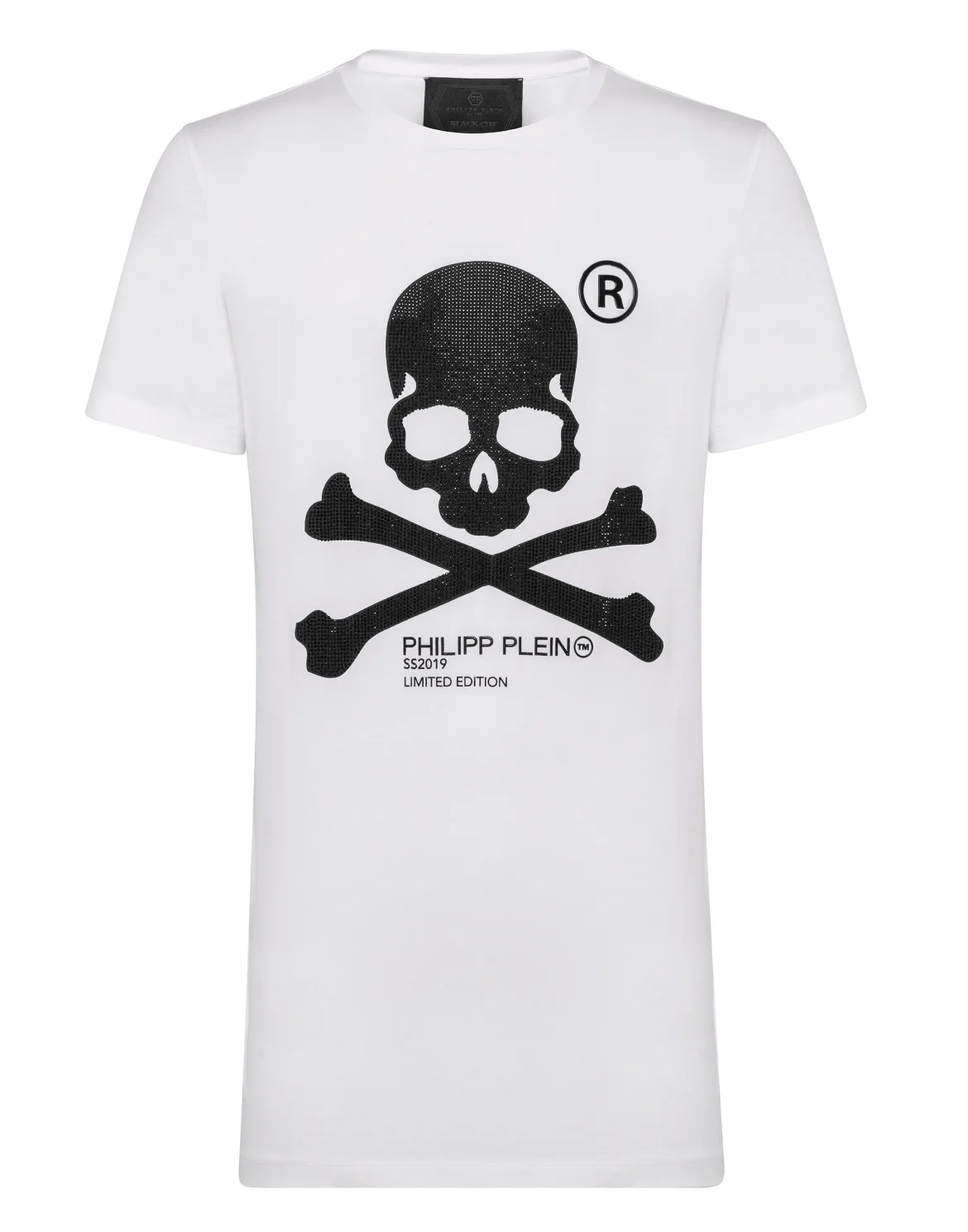 T-shirt Black Cut Round Neck Skull, цвет: Белый