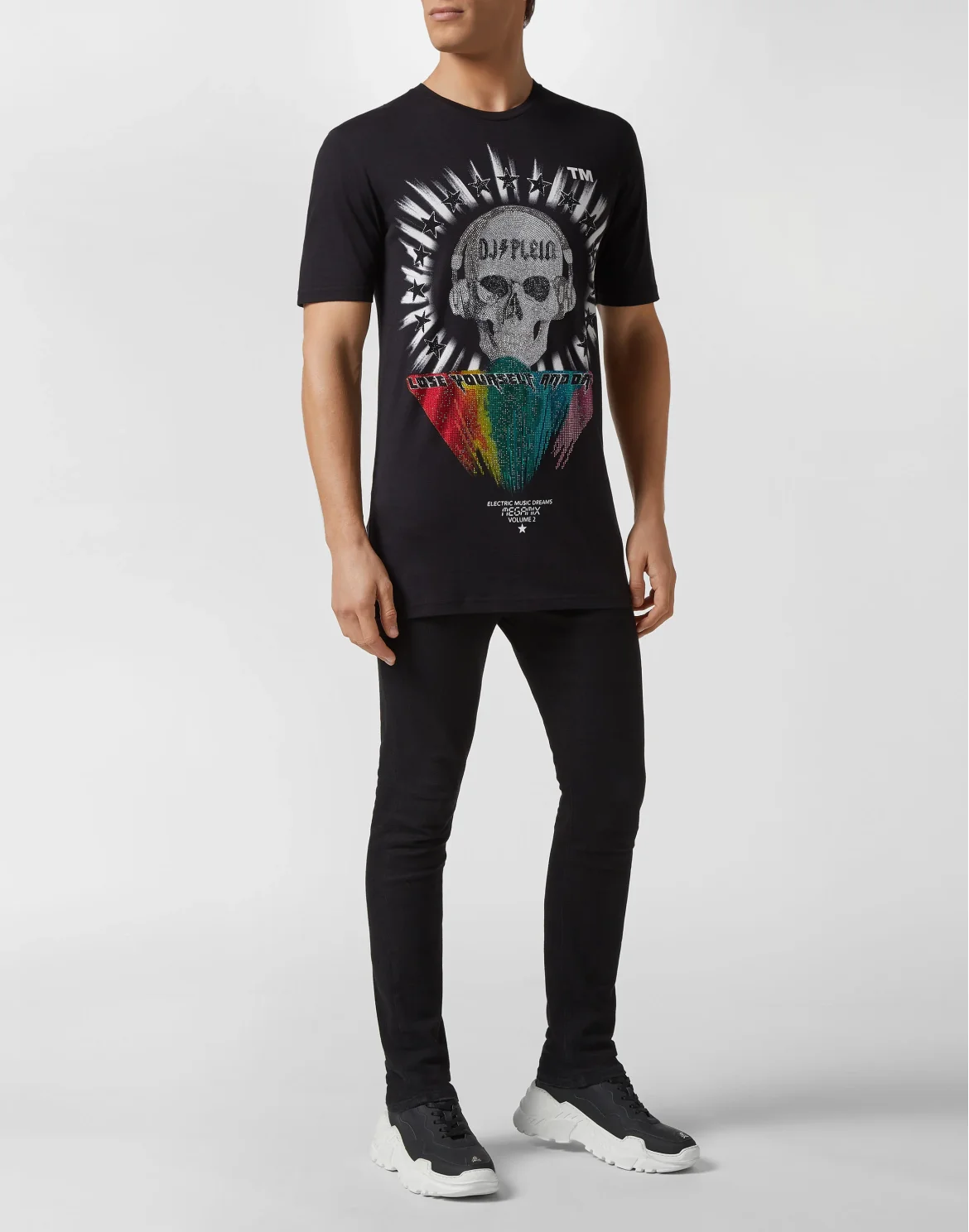 T-shirt Black Cut Round Neck DJ Plein, цвет: Черный