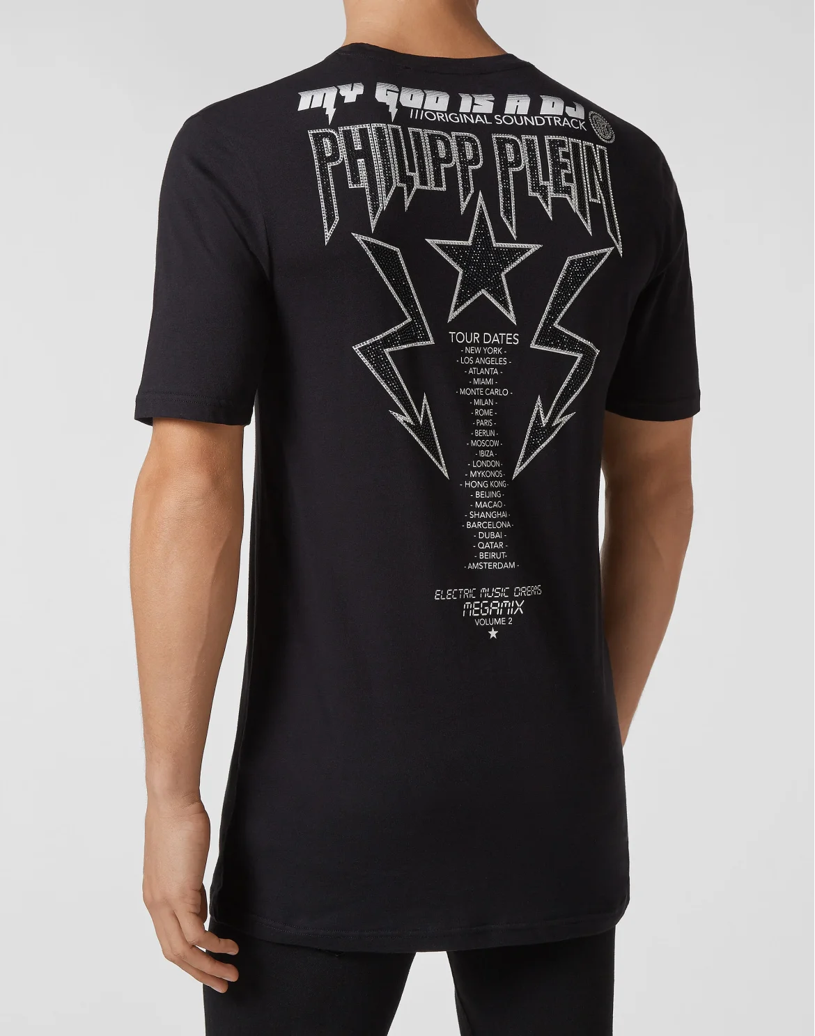 T-shirt Black Cut Round Neck DJ Plein, цвет: Черный