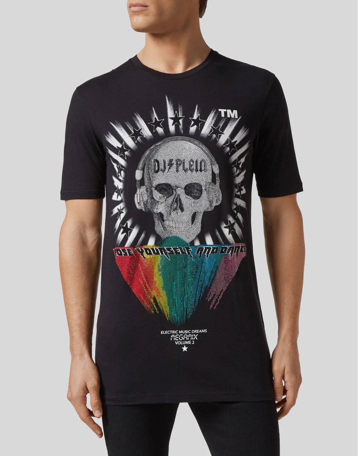 T-shirt Black Cut Round Neck DJ Plein, цвет: Черный