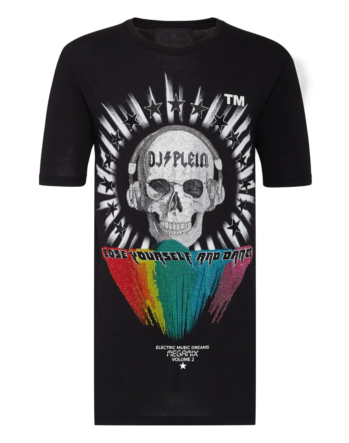 T-shirt Black Cut Round Neck DJ Plein, цвет: Черный