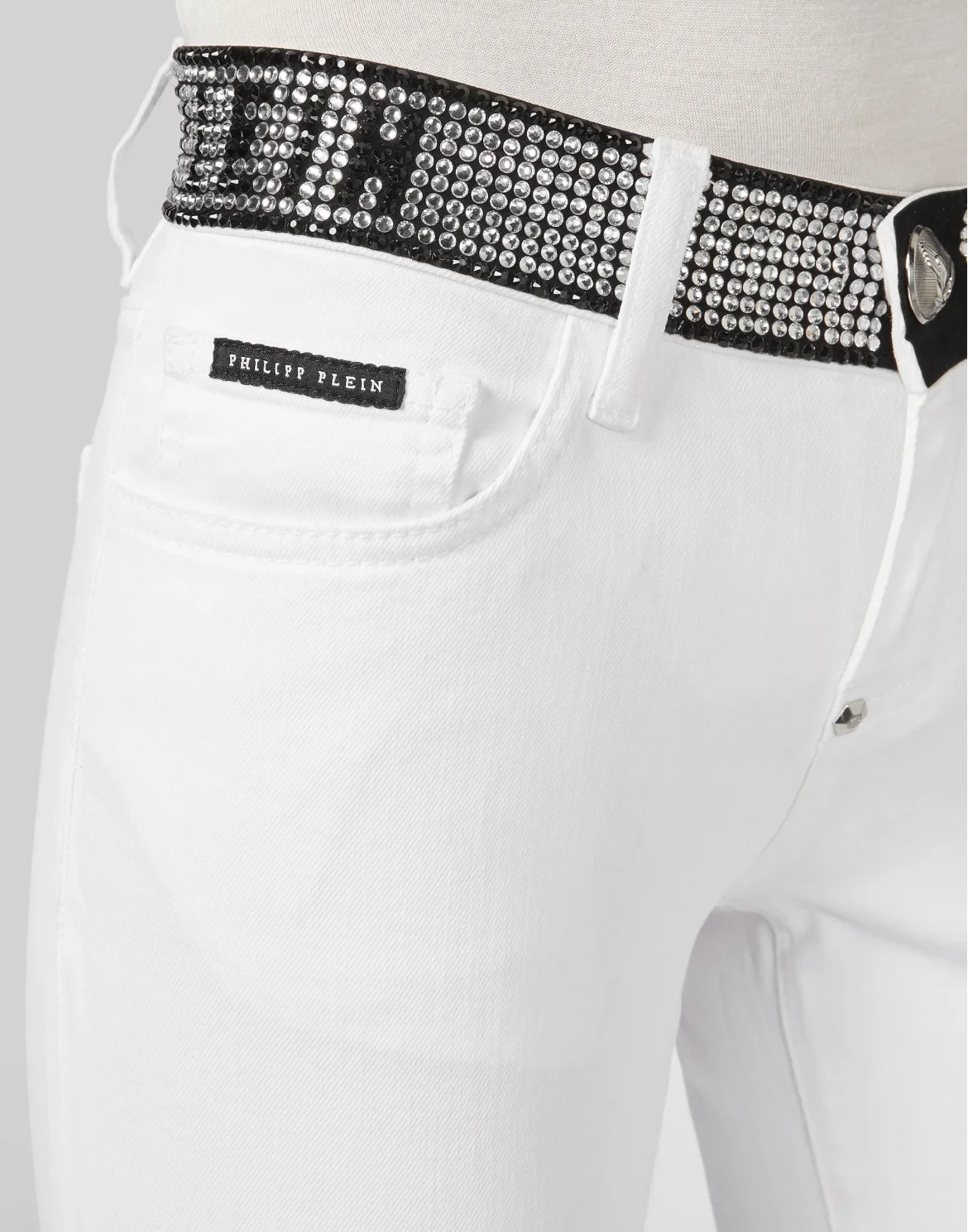 Slim Fit Crystal Plein, цвет: Белый