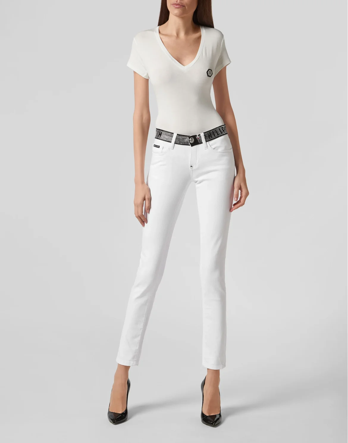 Slim Fit Crystal Plein, цвет: Белый
