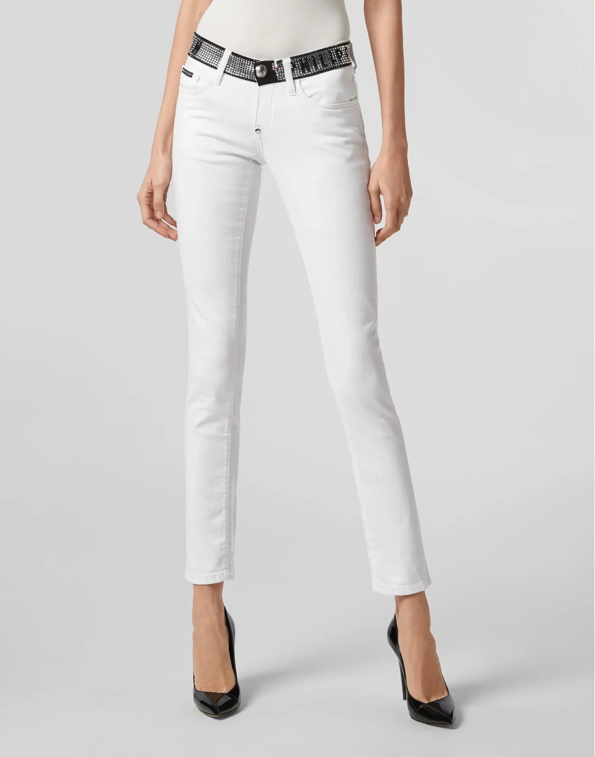 Slim Fit Crystal Plein, цвет: Белый