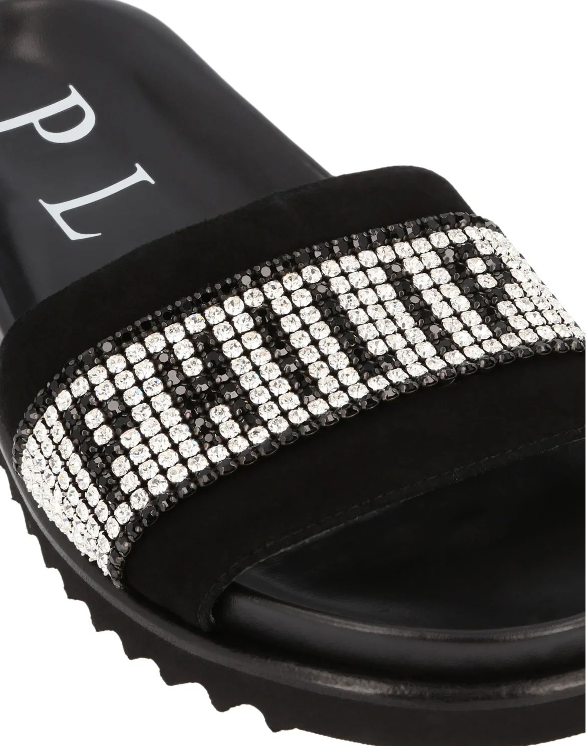Sandals Flat Crystal Plein, цвет: Черный