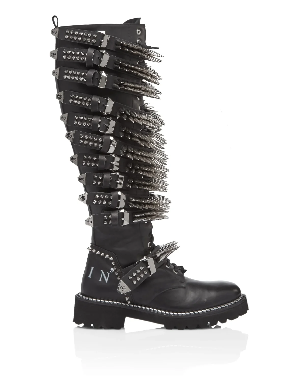 Boots Flat High Studs, цвет: Черный