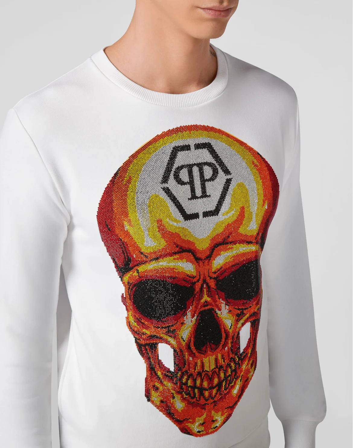 Sweatshirt LS Skull crystal, цвет: Белый