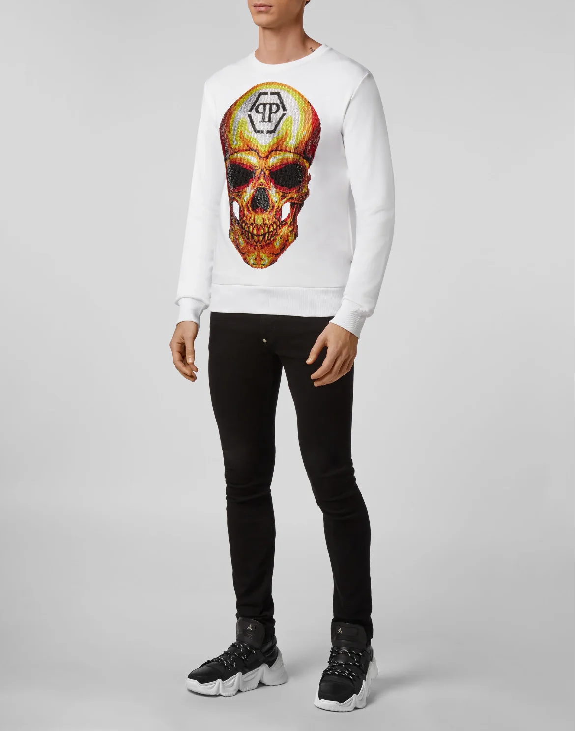 Sweatshirt LS Skull crystal, цвет: Белый