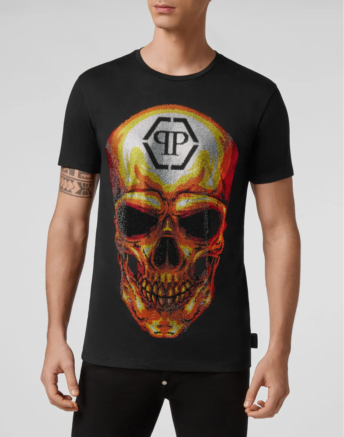 T-shirt Round Neck SS Skull crystal, цвет: Черный