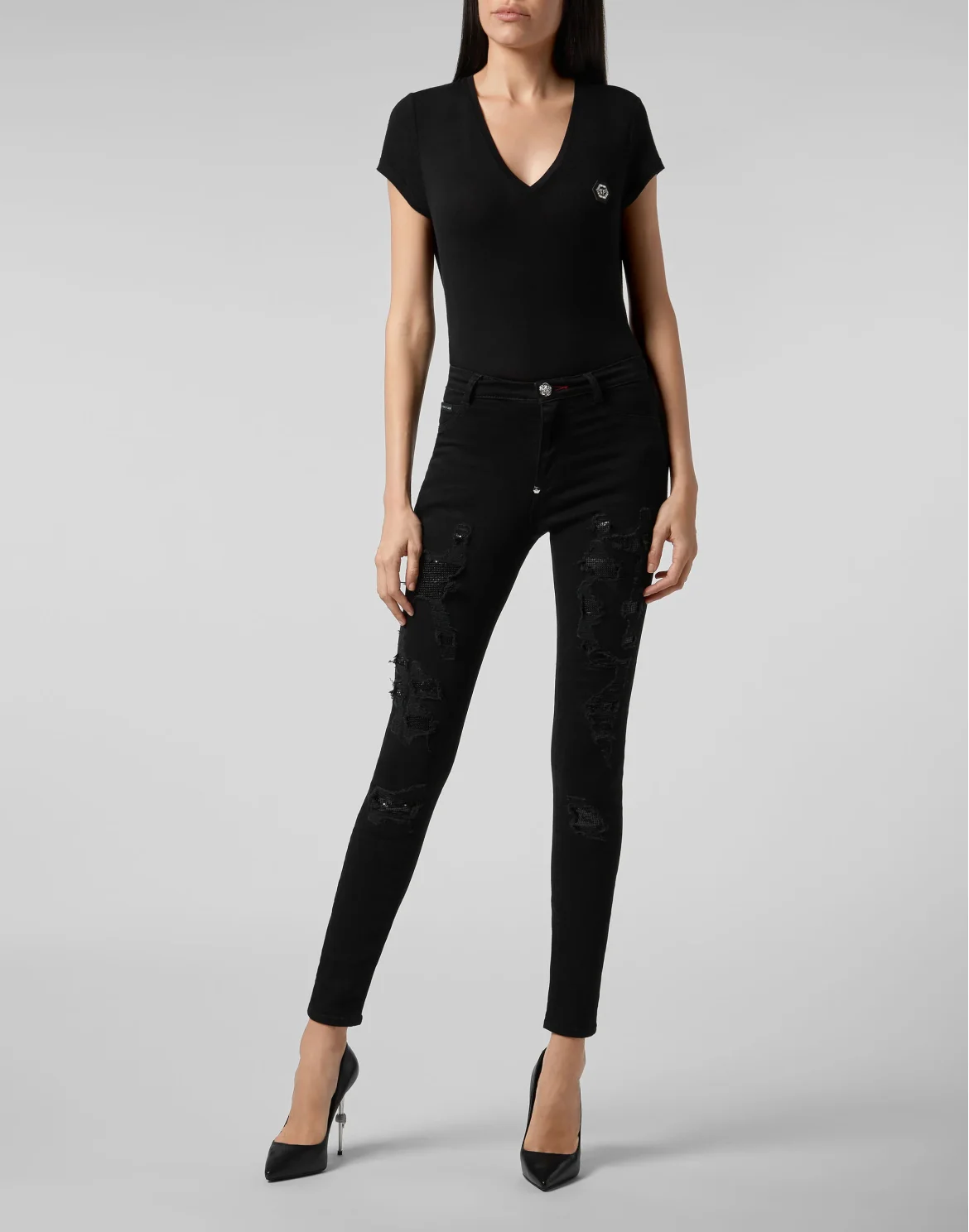 High Waist Jegging Destroyed, цвет: Черный