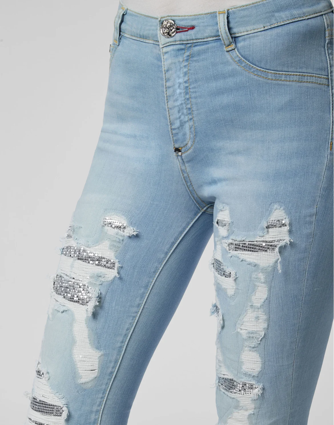 High Waist Jegging Destroyed, цвет: Голубой