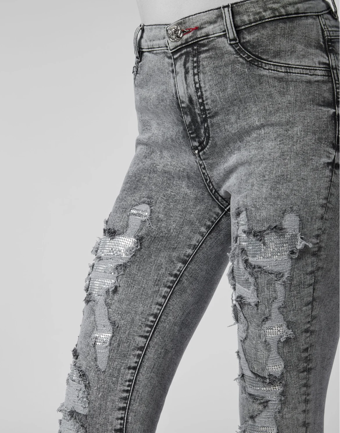 High Waist Jegging Destroyed, цвет: Серый