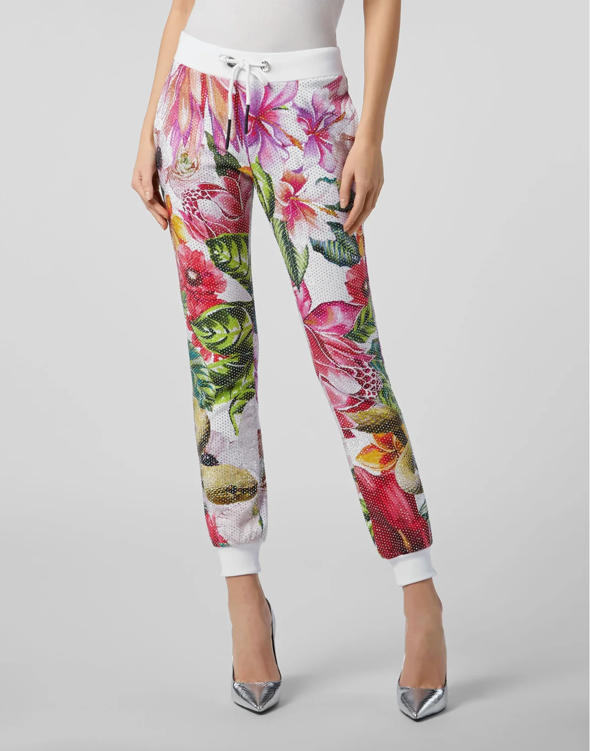 Jogging Trousers Flowers, цвет: Белый