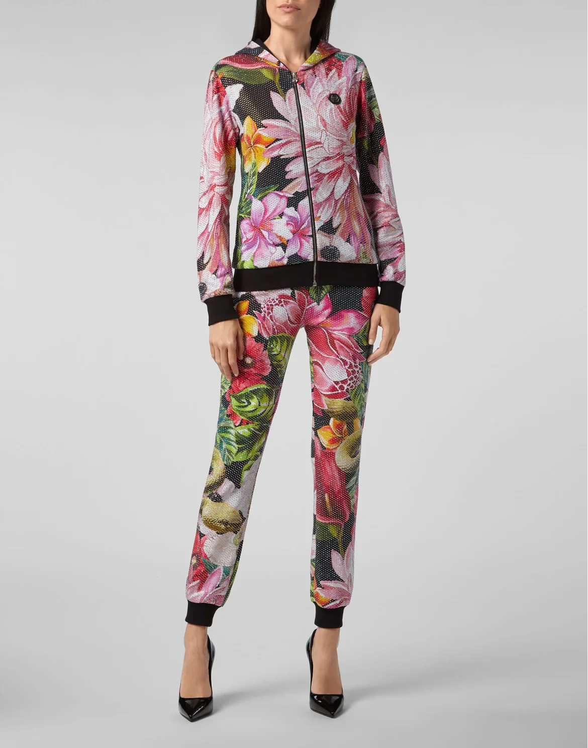 Jogging Trousers Flowers, цвет: Черный