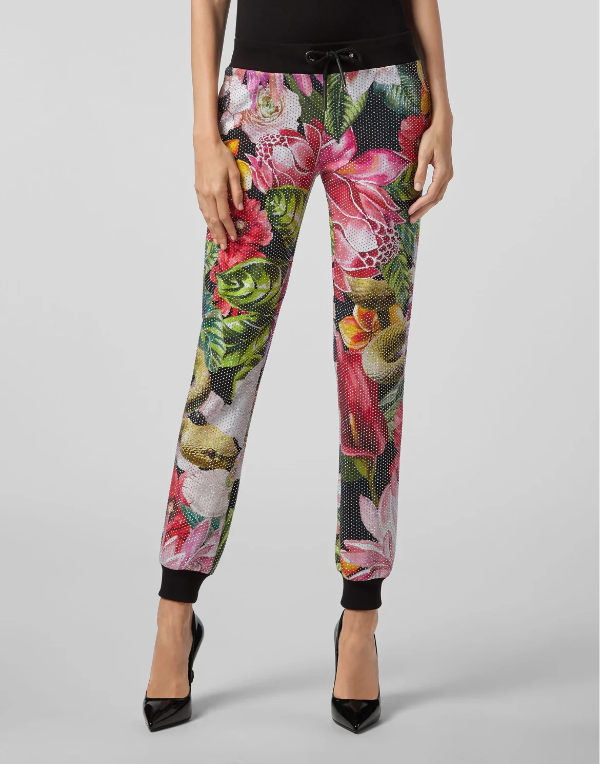 Jogging Trousers Flowers, цвет: Черный