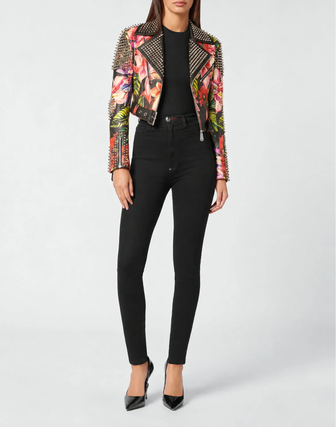 Leather Biker Flowers, цвет: Черный