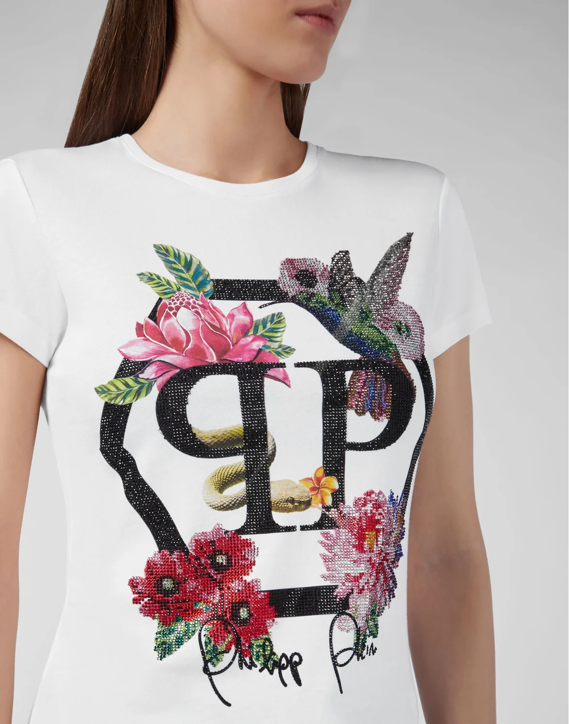 T-shirt Round Neck SS Flowers, цвет: Белый