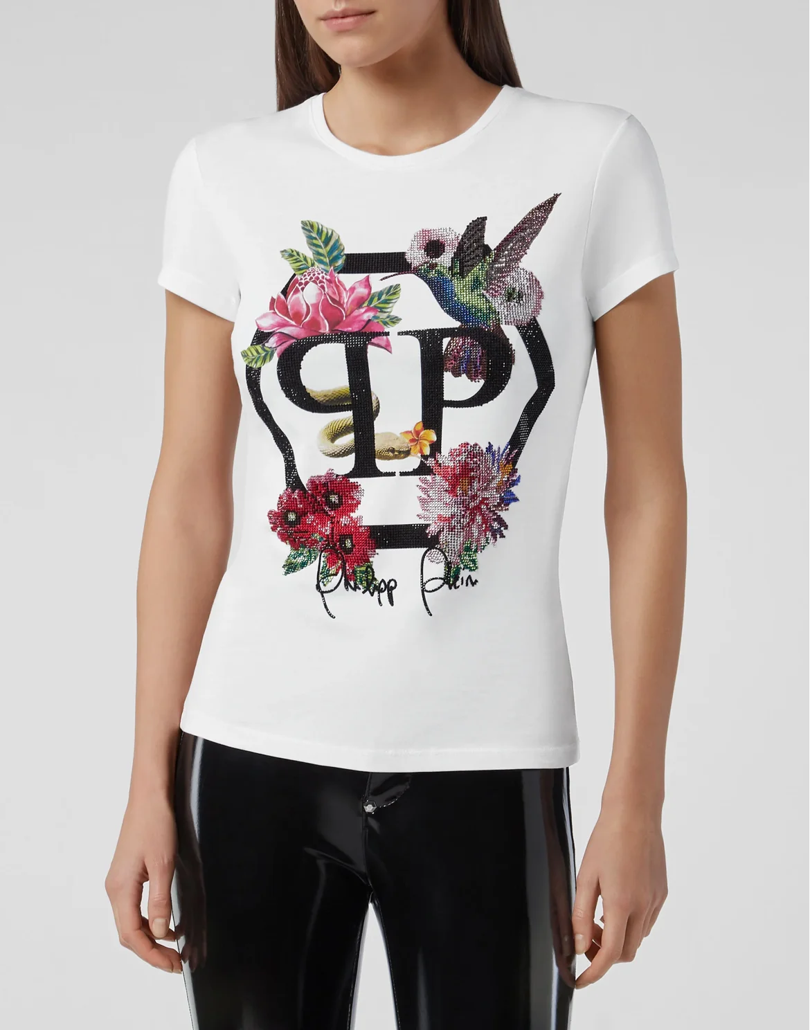 T-shirt Round Neck SS Flowers, цвет: Белый