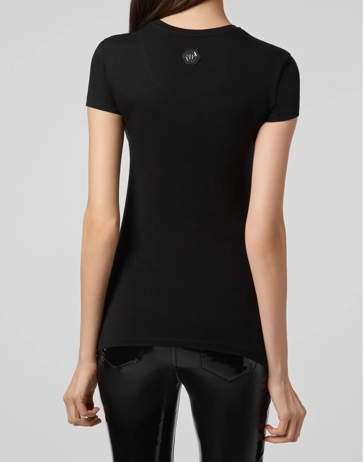 T-shirt Round Neck SS Flowers, цвет: Черный