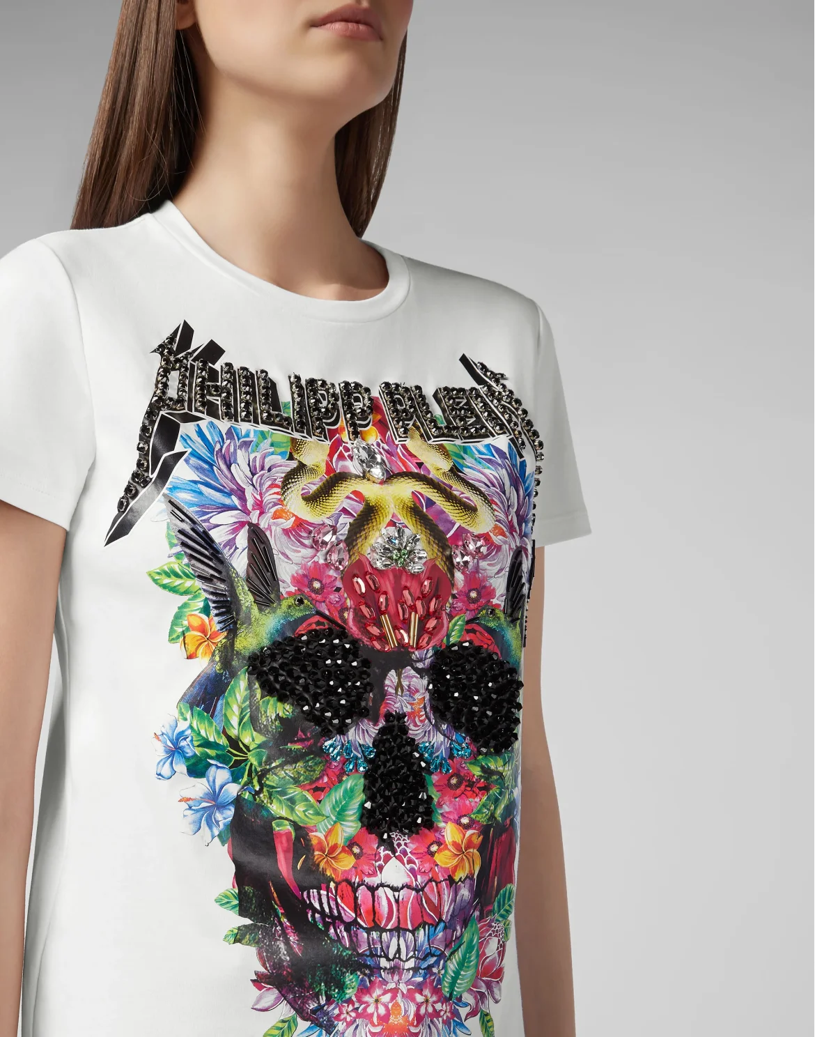 T-shirt Round Neck SS Flowers, цвет: Белый