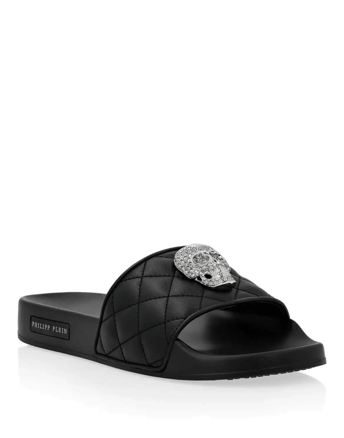 Flat gummy sandals Skull crystal, цвет: Черный