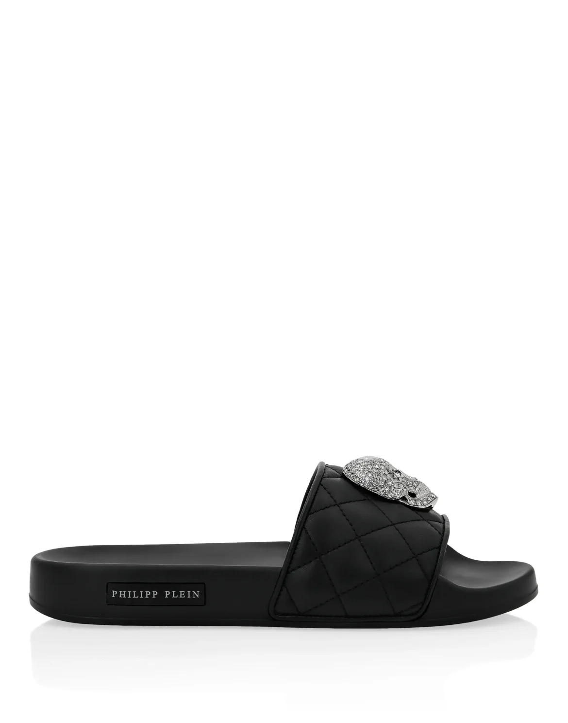 Flat gummy sandals Skull crystal, цвет: Черный
