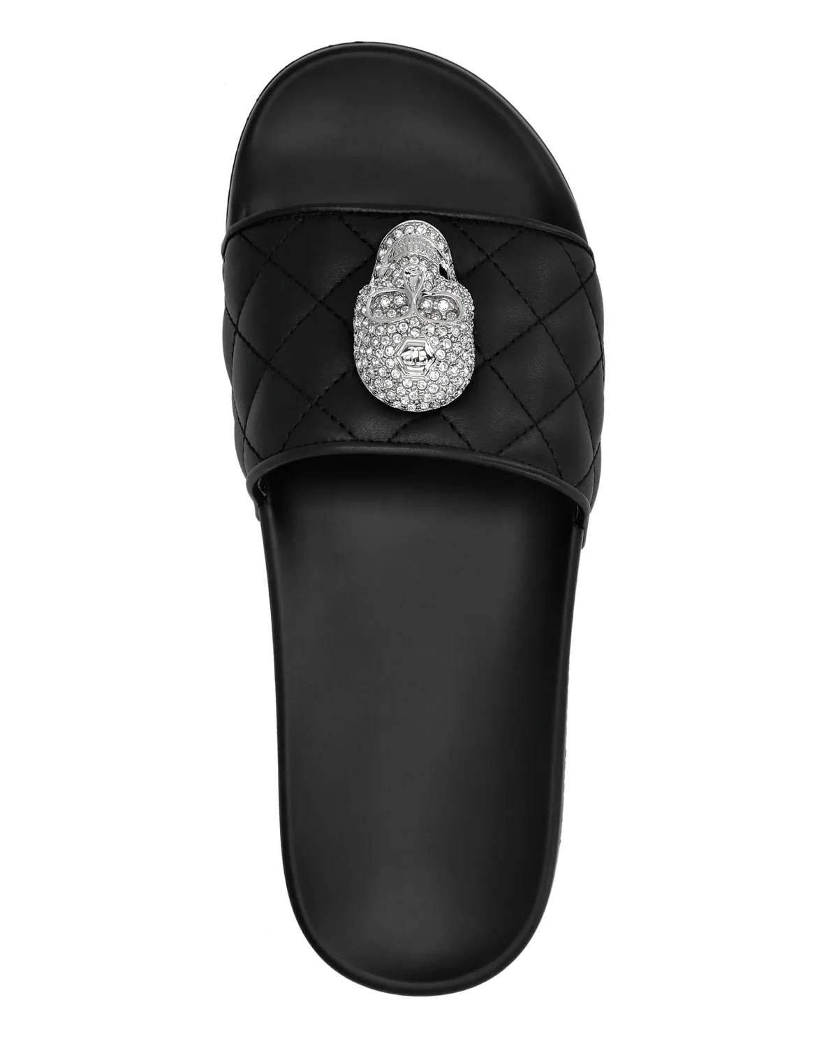 Flat gummy sandals Skull crystal, цвет: Черный