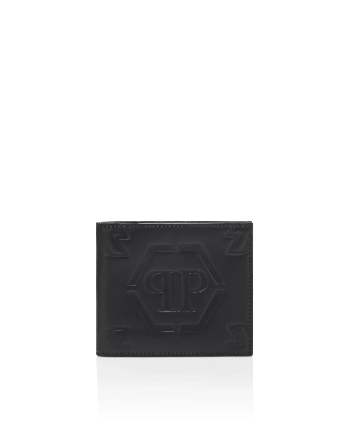 Leather French wallet Monogram, цвет: Черный