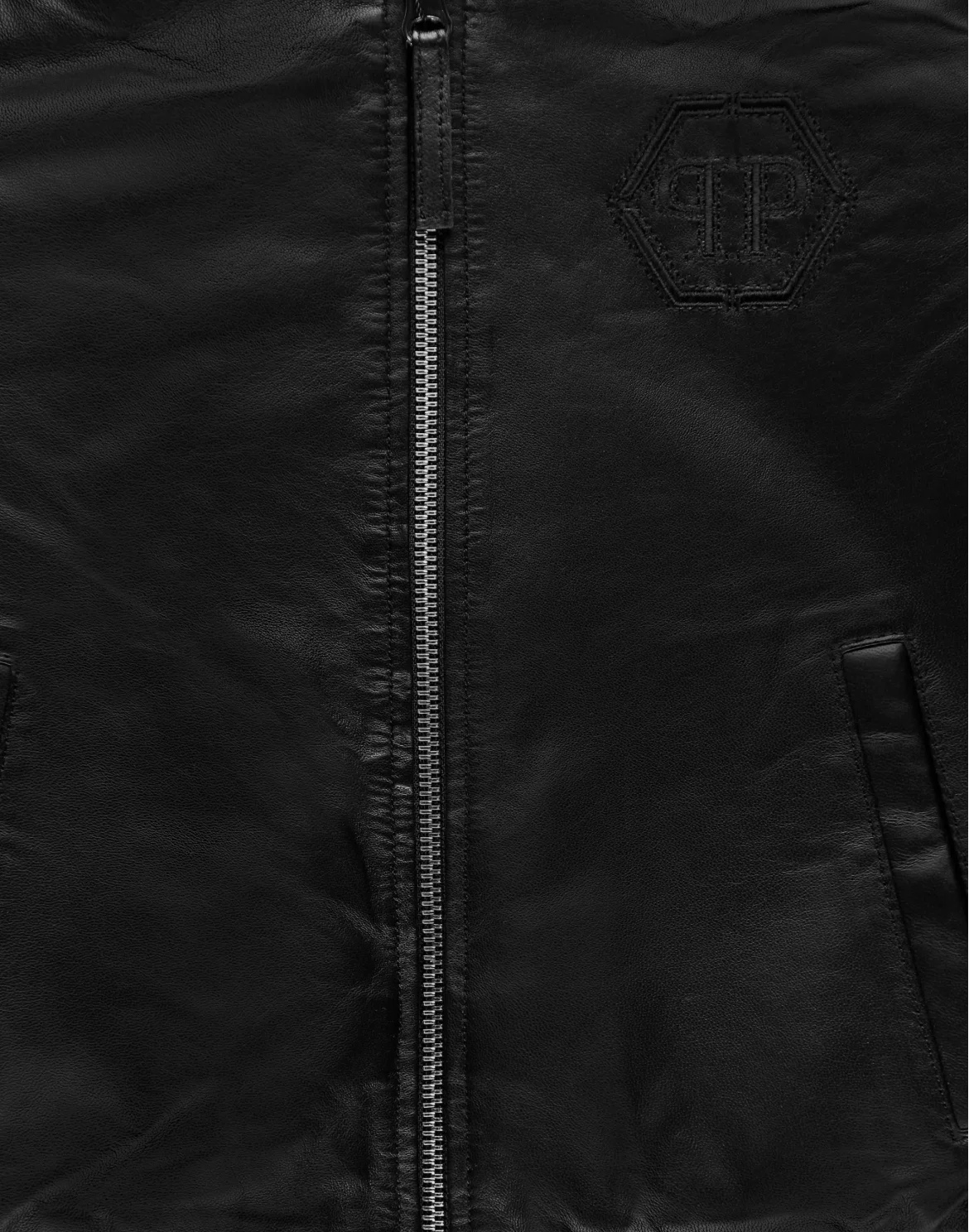 Leather Bomber Hexagon, цвет: Черный