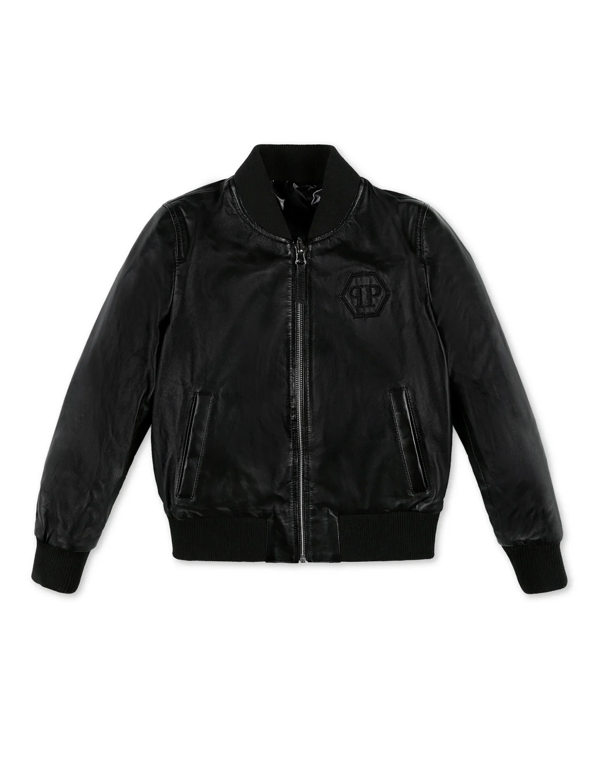 Leather Bomber Hexagon, цвет: Черный