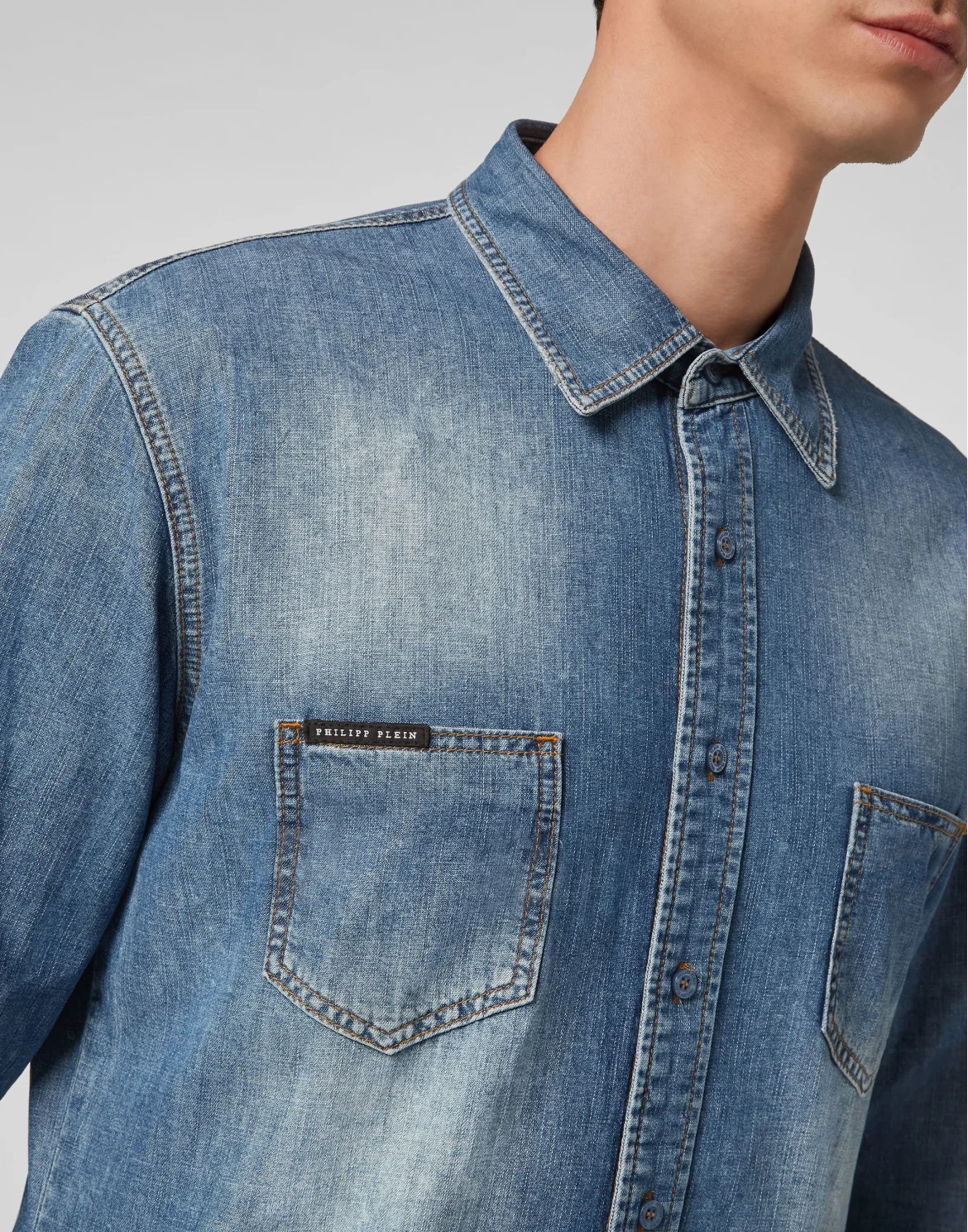 Denim Shirt Ls Istitutional, цвет: Голубой