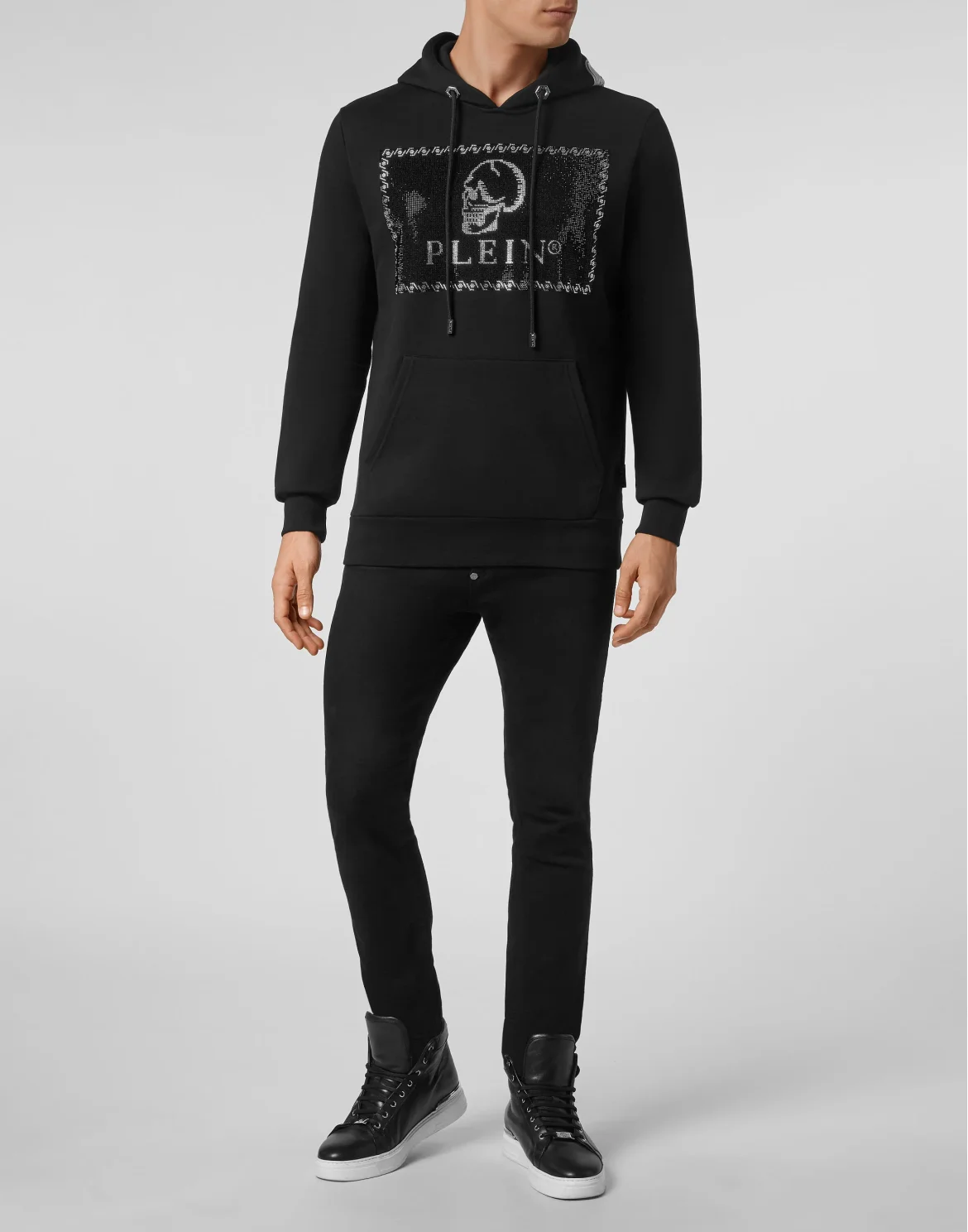 Hoodie sweatshirt Outline Skull crystal, цвет: Черный