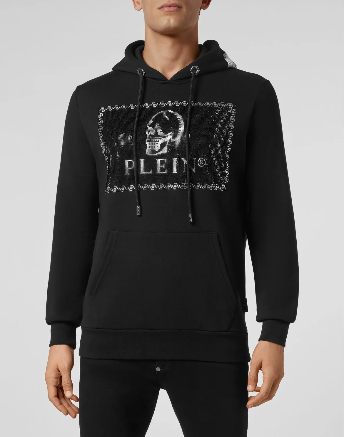 Hoodie sweatshirt Outline Skull crystal, цвет: Черный