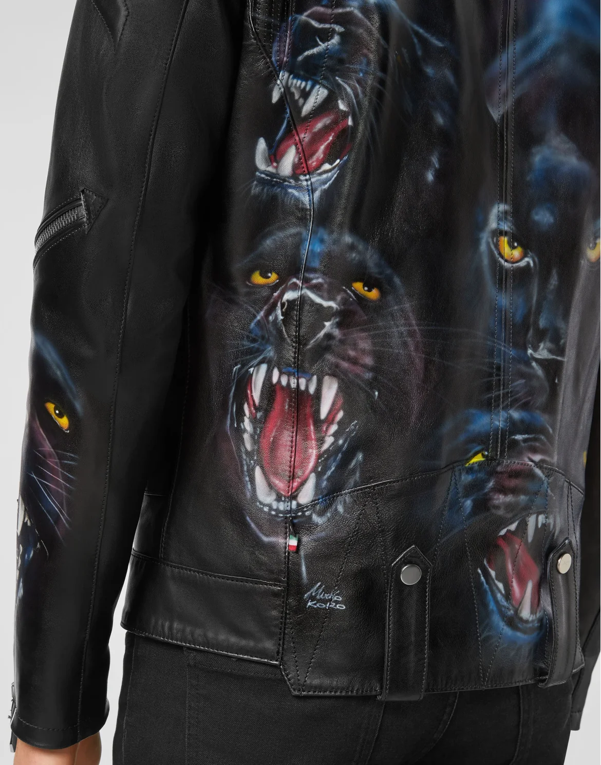 Leather Biker handpaint Panther, цвет: Черный