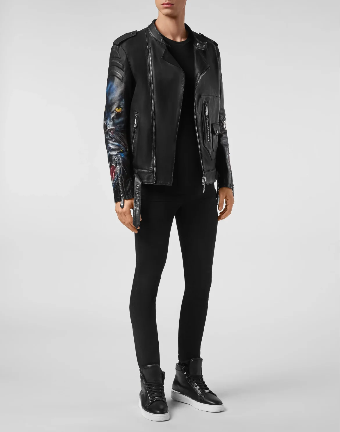Leather Biker handpaint Panther, цвет: Черный