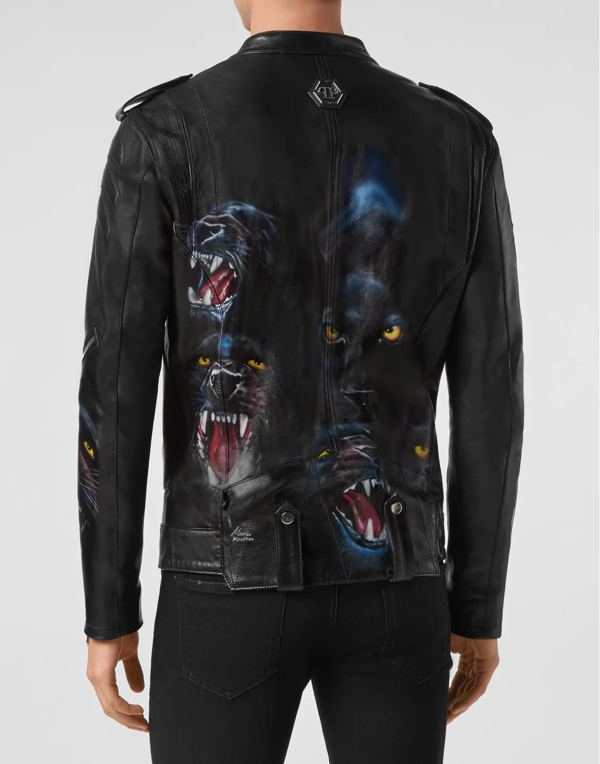 Leather Biker handpaint Panther, цвет: Черный