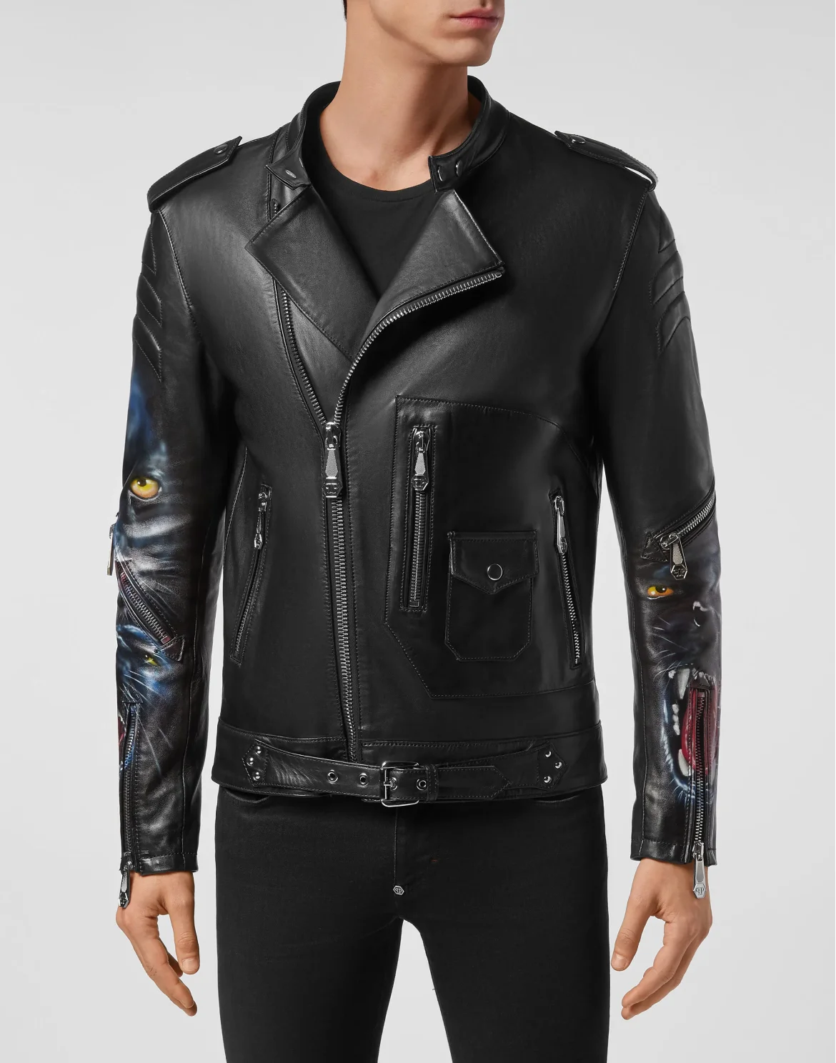Leather Biker handpaint Panther, цвет: Черный