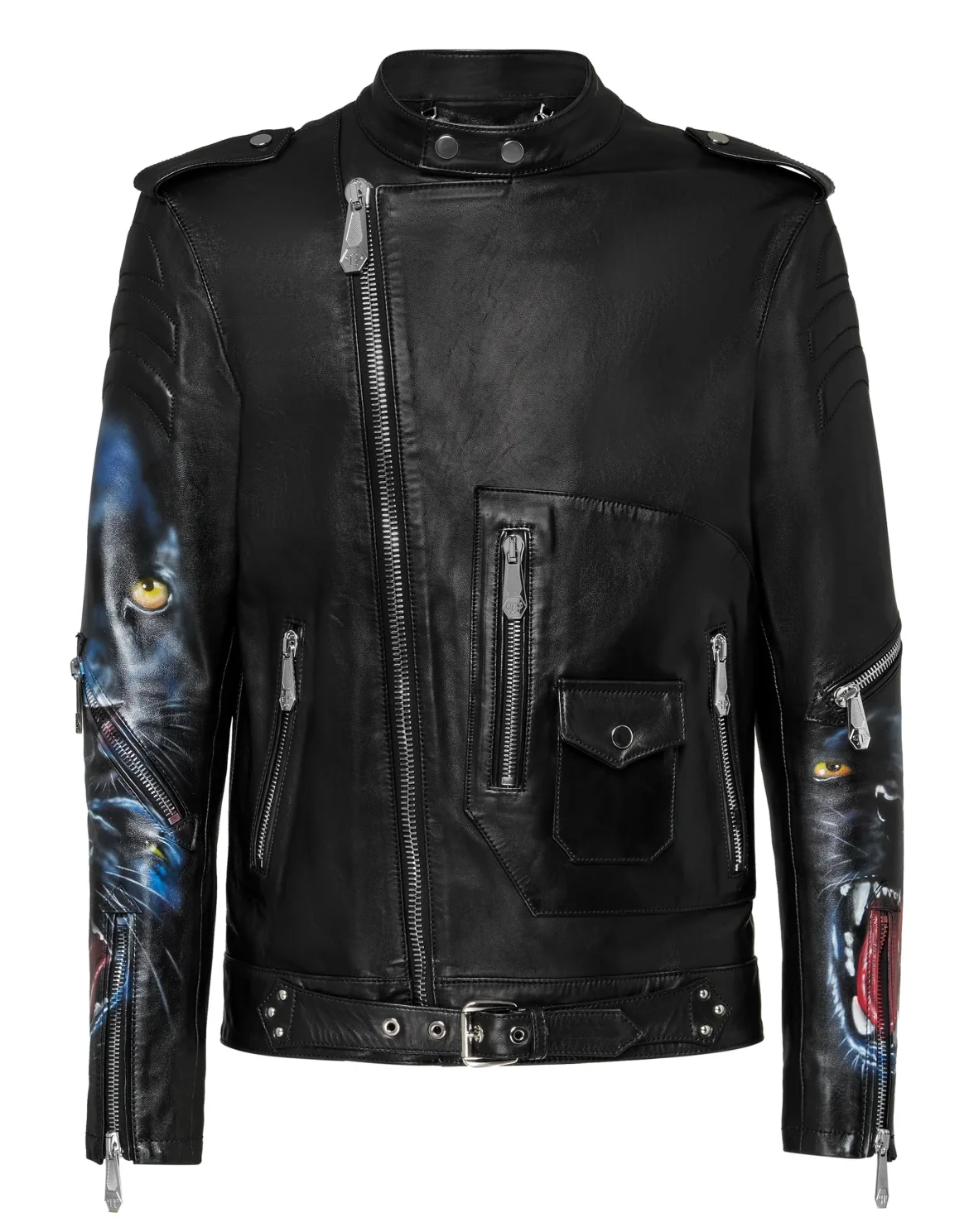 Leather Biker handpaint Panther, цвет: Черный