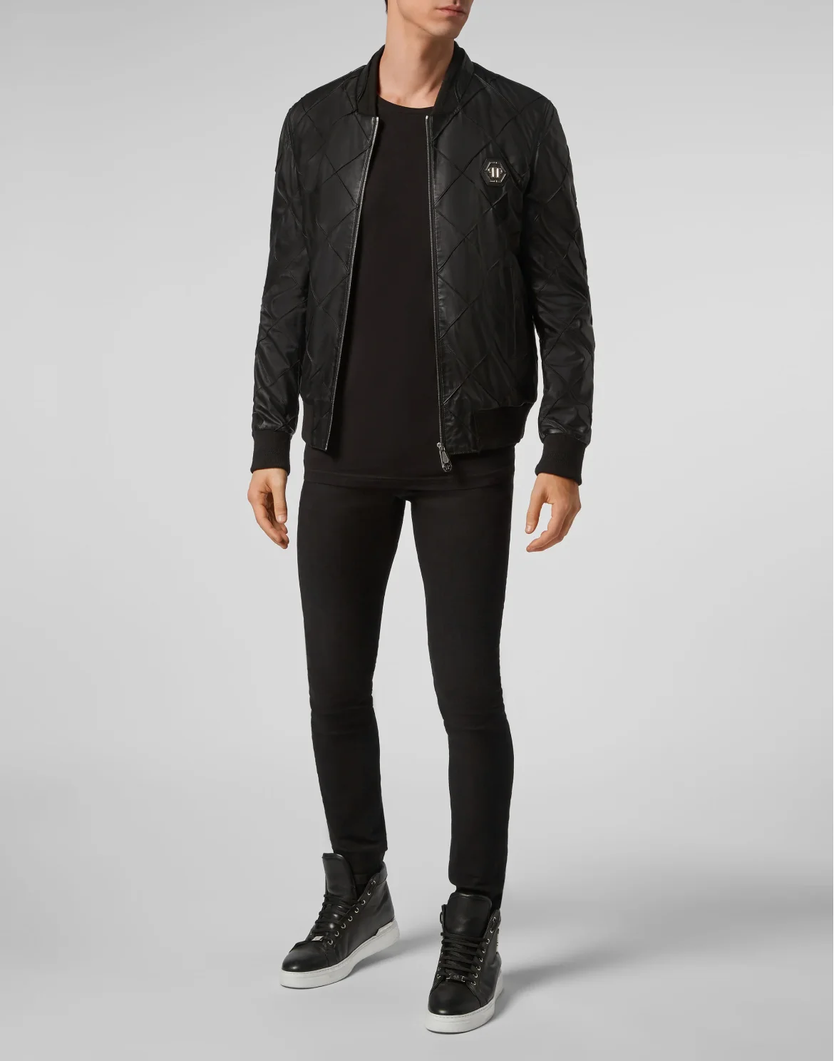 Soft Leather Bomber Iconic Plein, цвет: Черный