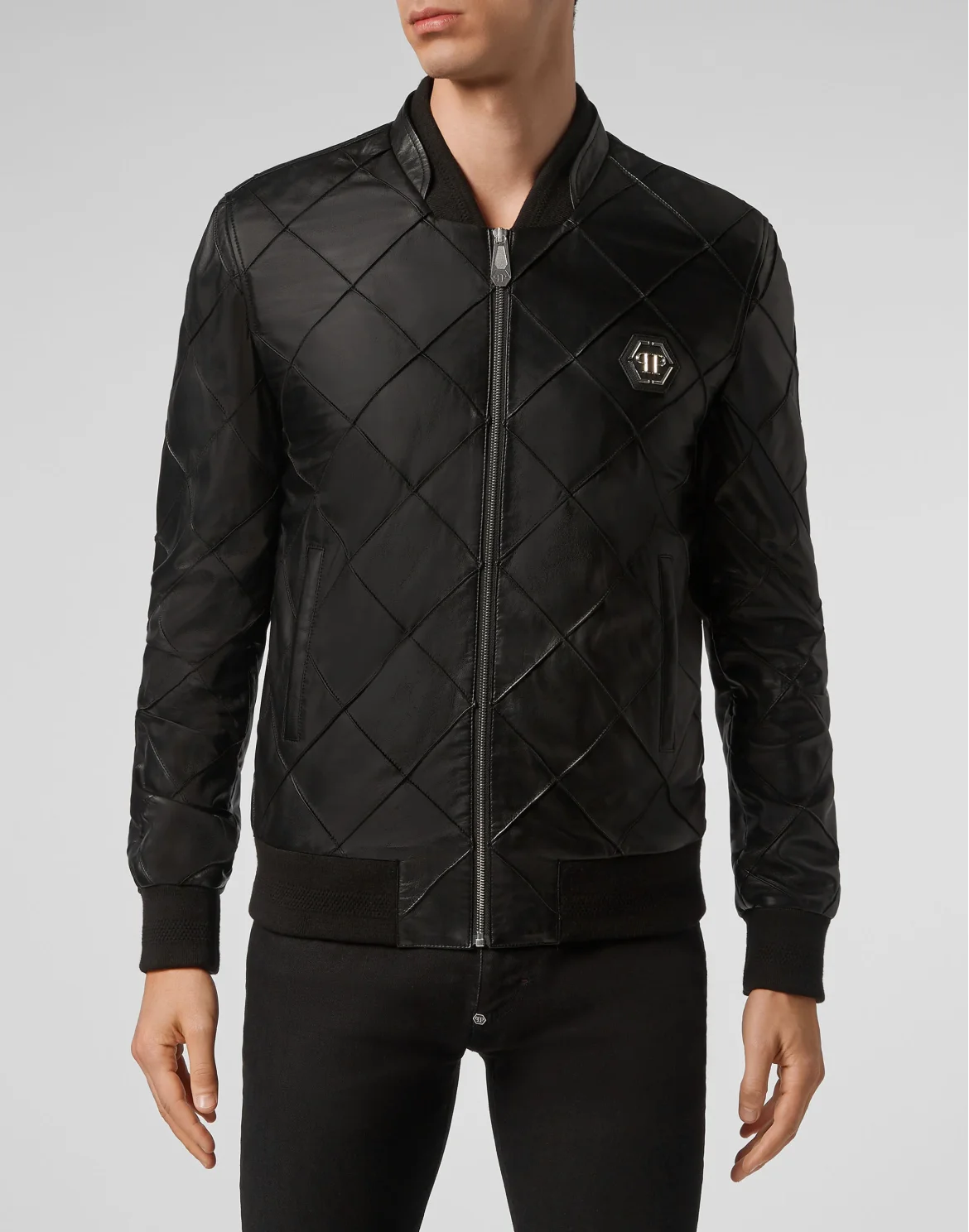 Soft Leather Bomber Iconic Plein, цвет: Черный