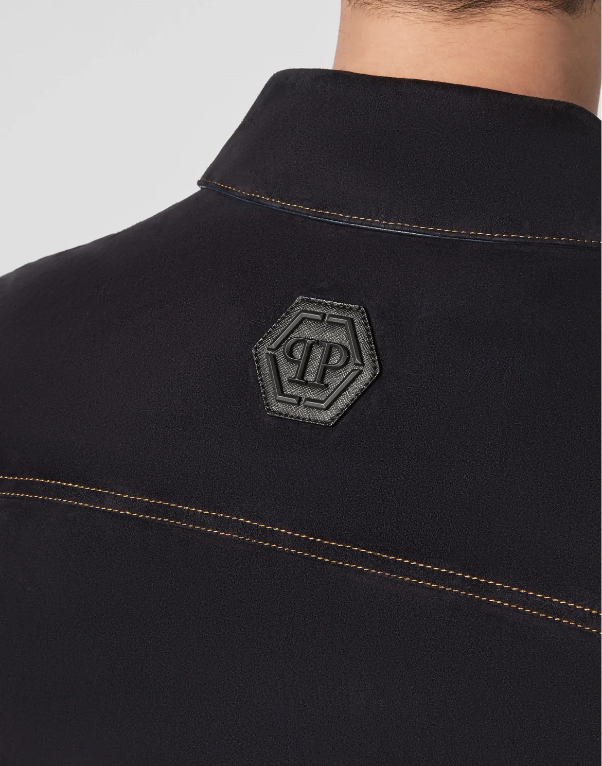 Suede Leather Jacket Iconic Plein, цвет: Синий