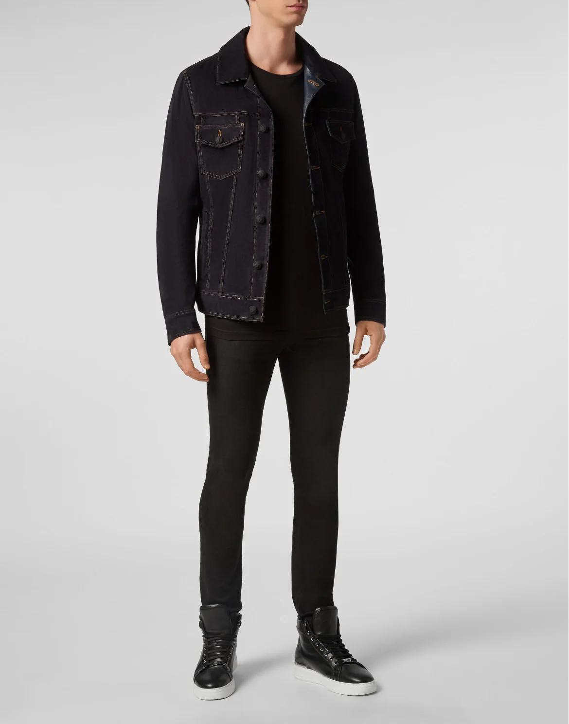 Suede Leather Jacket Iconic Plein, цвет: Синий