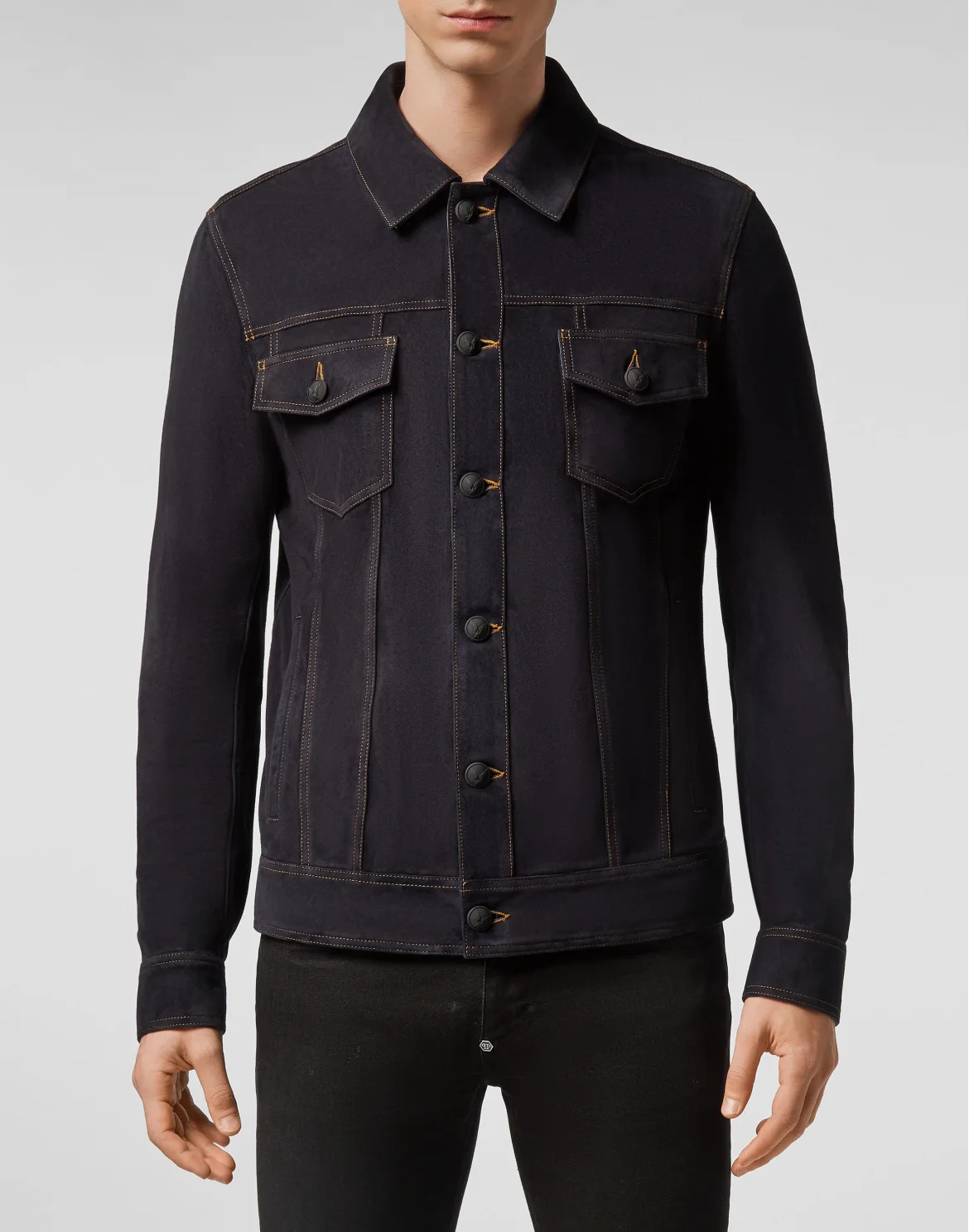 Suede Leather Jacket Iconic Plein, цвет: Синий