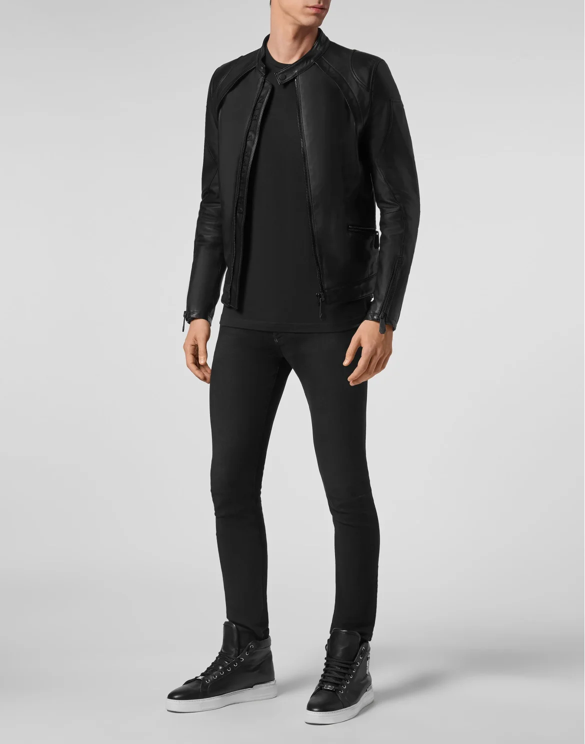 Leather Moto Jacket Iconic Plein, цвет: Черный