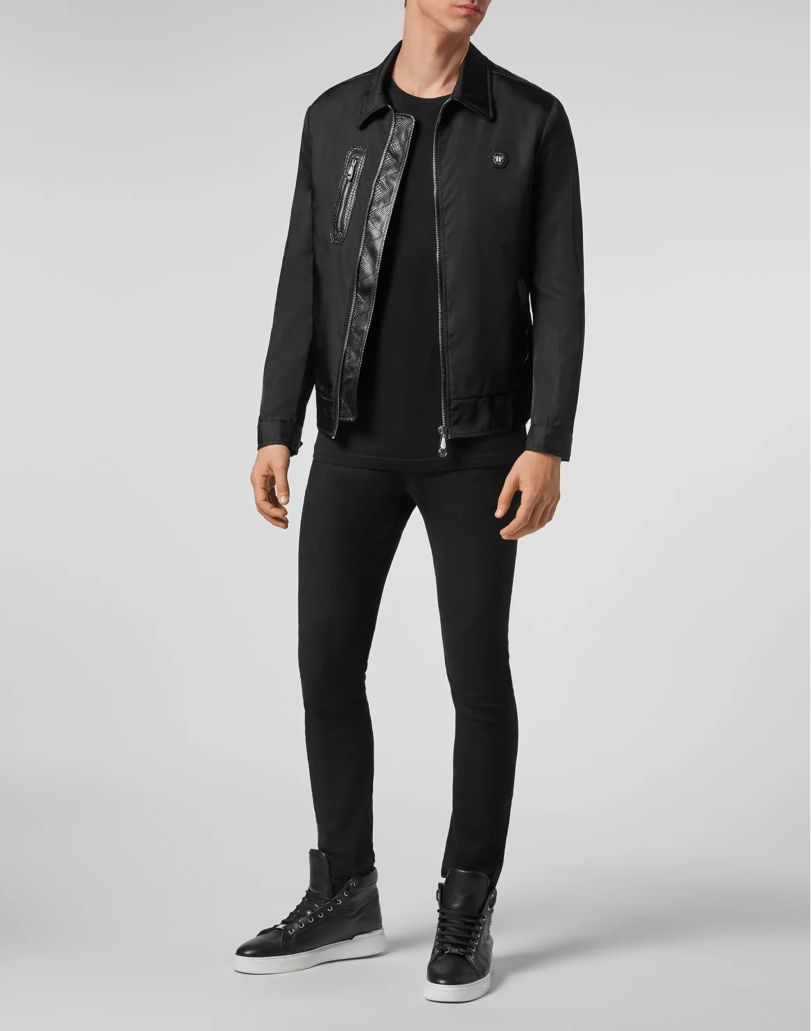 Bomber with Elaphe Luxury, цвет: Черный