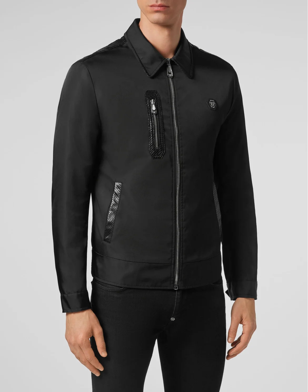 Bomber with Elaphe Luxury, цвет: Черный