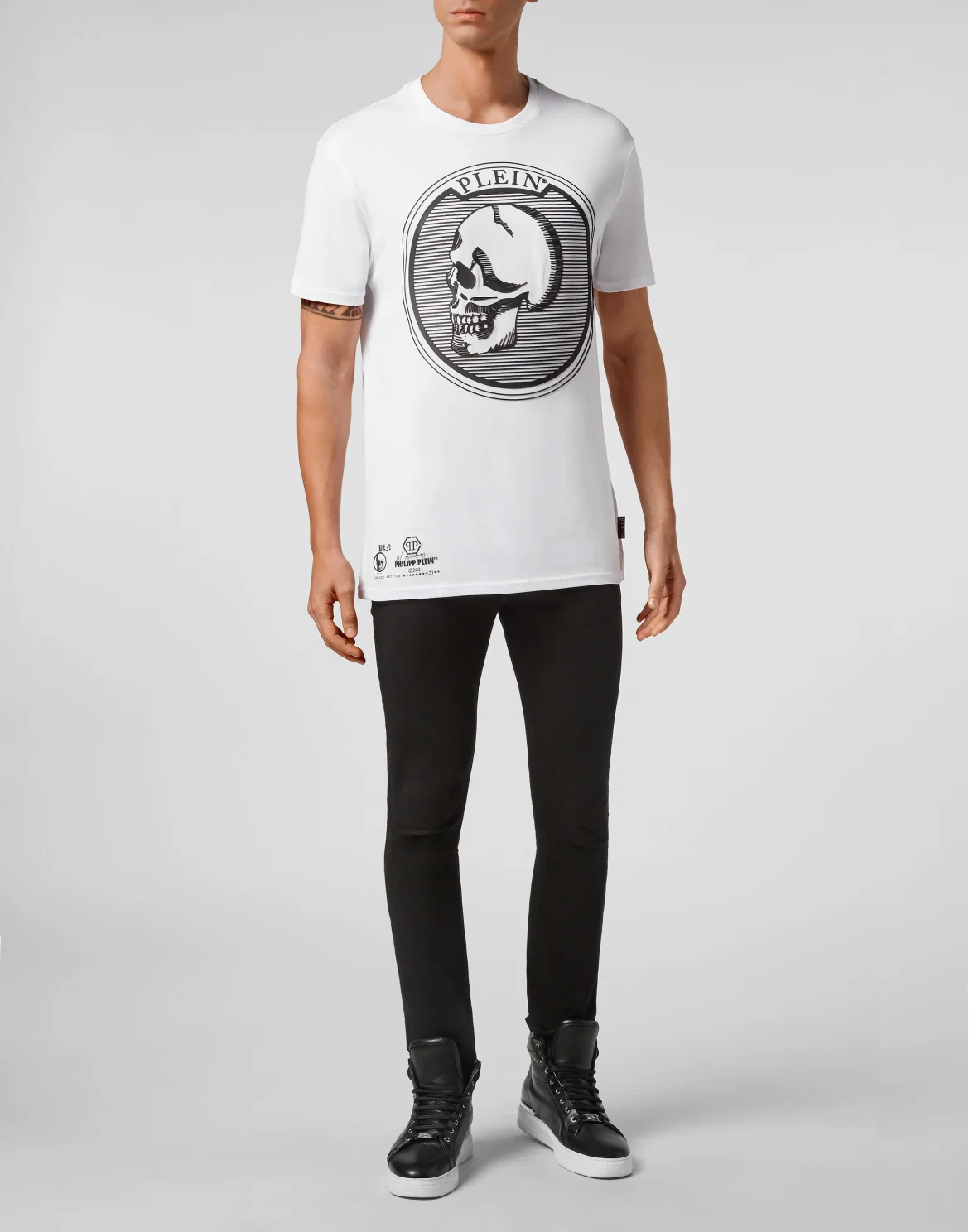 T-shirt Round Neck SS Outline Skull, цвет: Белый